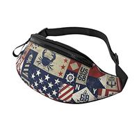 East Coast Nautical Flags and Symbols Crossbody Bag Runner Small Hip Pouch Bum Bag Running Waistpack Bumbag Beltbag Sport Slim Fashionable for Jogging Hiking Woman