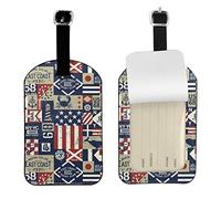 East Coast Nautical Flags and Symbols Leather Luggage Tags-with Name Id Cards Baggage Tags Backpack Suitcase Labels Travel Bag Identifiers for Women Men