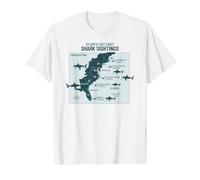 East Coast Shark Sightings Cool Map Value Graphic T-Shirt, Men, White, L