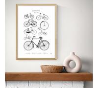 East End Prints Bicyclettes Oak Frame Art Print - A3
