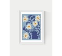 East End Prints Blue Moon Flower Pot Framed Art Print White