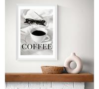 East End Prints Coffee in Bed White Frame Art Print - A2