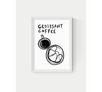 East End Prints Croissant Coffee Framed Art White