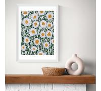 East End Prints Daisy Pattern White Frame Art Print - A2