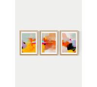 East End Prints Fire Triptych Trio Set Framed Art - A3 - Natural, Natural,Black,White