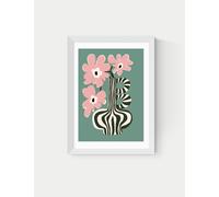 East End Prints Floral Stripe Framed Art White