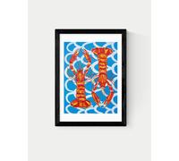 East End Prints Langoustines Framed Art - A3 - Black, Natural,Black,White
