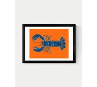 East End Prints Lobster on Orange Framed Art Print Black