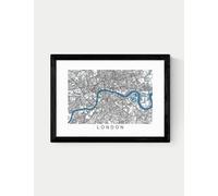 East End Prints London Map Framed Art Black