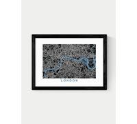 East End Prints London Map Negative Framed Art Print Black