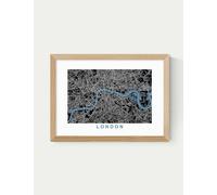 East End Prints London Map Negative Framed Art Print Natural