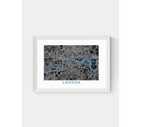 East End Prints London Map Negative Framed Art Print White