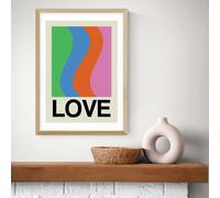 East End Prints Love Wave Gala Oak Frame Art Print - A2