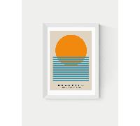 East End Prints Mid Century Sun Bauhaus Framed Art White