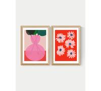 East End Prints Red & Pink Floral Twin Set Framed Art Natural