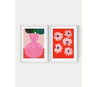 East End Prints Red & Pink Floral Twin Set Framed Art White