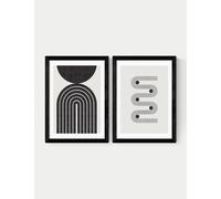 East End Prints Retro Monochrome Twin Set Framed Art - A3 - Black, Natural,White,Black