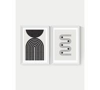 East End Prints Retro Monochrome Twin Set Framed Art White