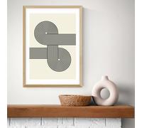 East End Prints Retro Waves Oak Frame Art Print - A3