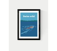 East End Prints Swim Wild Framed Art - A1 - Black, Black,Natural,White