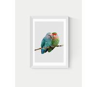 East End Prints Two Love Birds Framed Art White