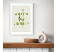 East End Prints Whats For Dinner White Frame Art Print - A3