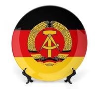 East Germany German Democratic Republic Flag Ceramic Decorative Plates for Display Ornaments with Stand for Kitchen Home Decor 7inch