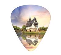 East Guitar Picks Picks 12 Pack with Thin Box,House Formed Old Majestic Building Over Lake Designed for Ancient Reflection Photo,Special Guitar Plectrums Gift Set for Guitarist