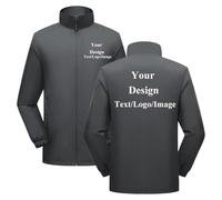 East-hai-buy Custom Logo Outdoor Hiking Jackets Personalized Text/Picture Waterproof Windbreaker Men Casual Thin Coat Grey,S