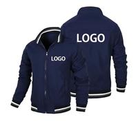 East-hai-buy Custom Logo Spring Autumn Men's Work Jacket Mountaineering Personalized Sports Jackets Fashion Male Zipper Coat Classic Casual Outerwear Navy Blue,XL