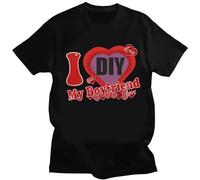 East-hai-buy DIY Custom T-Shirt Printed I Love My Boyfriend/Girlfriend Personalized Picture Tshirt Women Men Casual Tops Streetwear Valentine's Day Couple Gift Color8,L
