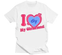 East-hai-buy DIY Custom T-Shirt Printed I Love My Boyfriend/Girlfriend Personalized Picture Tshirt Women Men Casual Tops Streetwear Valentine's Day Couple Gift Color2,M