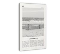 East Hampton Black And White, New York, USA City Map Travel Landscape Canvas Modern Poster Wall Art Prints Paintings Living Room Bedroom Decor 24x36inch(60x90cm)