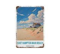 East Hampton Main Beach New York Retro Design Tin Painting Vintage Tin Sign