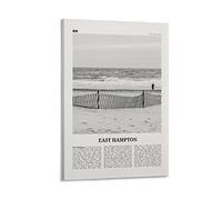 East Hampton Print Black And White, East Hampton Wall Art, East Hampton Poster, East Hampton Photo, Art Wall Decoration Poster Family Bar Poster Garage Cafe Art Sign Gift Frame 20x30inch(50x75cm)