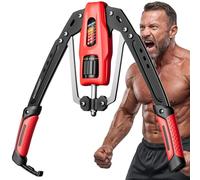 EAST MOUNT Twister Arm Exerciser, Adjustable Hydraulic Resistance 22-440 lbs, Arm Chest & Shoulder Strength Trainer for Home Workouts, Upper Body Muscle Builder, Fitness Training Equipment (Red)