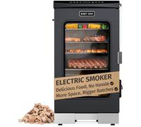 EAST OAK - 30 inch electric smoker, outdoor smoker with glass door and meat thermometer, 725 square inches, large capacity, 4 detachable shelves for