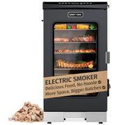 EAST OAK - 30 inch electric smoker, outdoor smoker with glass door and meat thermometer, 725 square inches, large capacity, 4 detachable shelves for