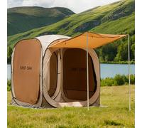EAST OAK 6×6 FT Pop Up Canopy Tent with Mesh | Outdoor Screen House with 4 Sunshades | Instant Canopy with Portable Carry Bag | Gazebo Tent for Camping, Patio, and Beach | Beige