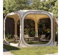 East Oak Screen House Tent Pop-Up, Portable Screen Room Canopy Instant Pop Up Screen Tent 12 x 12 FT with Carry Bag for Patio, Backyard, Deck & Outdoor Activities, Beige