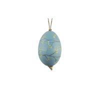 East of India Blossom Painted on Egg - Duck Egg Blue Easter Decoraton Wooden Ornament