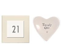 East of India Boxed Heart Shaped Porcelain Dish - Twenty One - 21