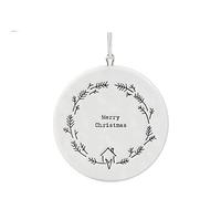 East of India Flat Porcelain Bauble Merry Christmas Wreath