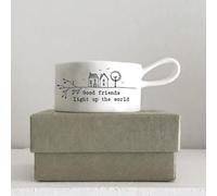 East of India Handled Tea Light Holder-Good Friends