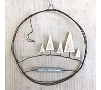 East of India Hanging Metal Christmas Tree Wreath Merry Christmas