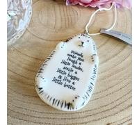 East of India Hanging Porcelain Hedgehog - "Friends make you laugh a little louder, smile a little bigger and live a little better" Sentimental Gift Decoration