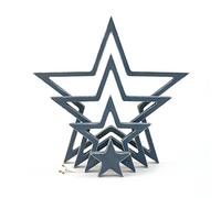East of India Hanging Wooden Outline Star Navy Set of 4 Home Decoration