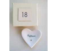 East of India Heart Ornament, Porcelain, Birthday