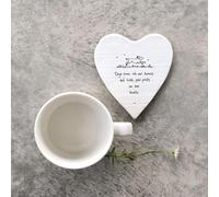 East of India Heart Porcelain Coaster - Dogs Come into Our Home: Charming Pet Lover's Coaster, Elegant Home Décor with Heartwarming Message