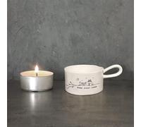 East of India Home Sweet Home Handled Porcelain Tea Light Holder